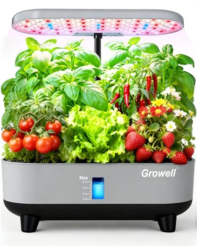 Growell 16 Pods Hydroponics Growing System Kit with 3 Light Modes & 2 Timer - color: Gray