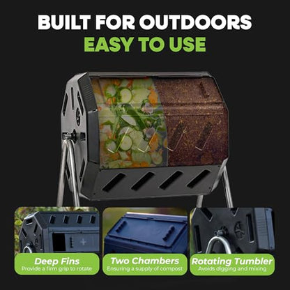 FCMP Outdoor IM4000 Dual Chamber Tumbling Composter (37 Gallon) - size: 37 gallon