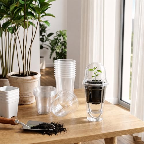 30 Pack 3.5" Self Watering Propagation Pots Clear, Plain Cup - size: 3.5"
