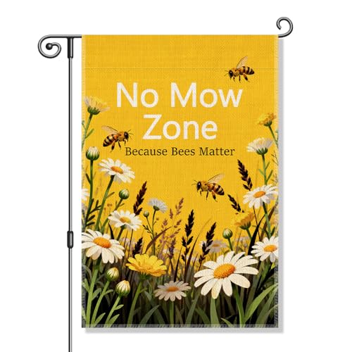 Perfectinsoy No Mow Zone Because Bees Matter Pollinator Garden Flag 12x18 - color: Beige66