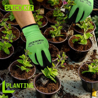 6 Pairs Gardening Gloves for Women & Men, Spring Green & White - size: Medium/8