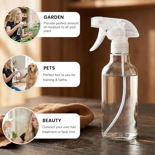 Glass Spray Bottles 10oz Mist/Stream (Clear, 10oz) - color: Clear, size: 10oz