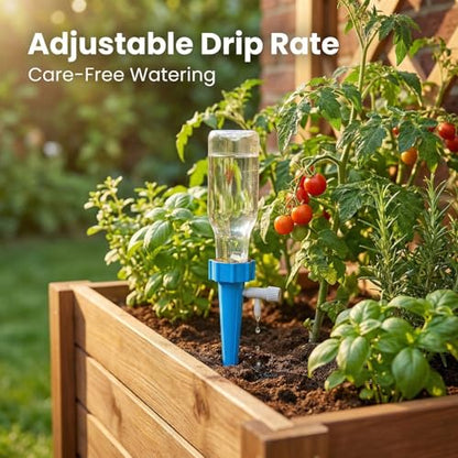 24 Pack Self Watering Spikes, Adjustable Flow Automatic Plant Waterer for Indoor Outdoor Plants, Fits Standard 1.1in Bottle Mouth, Vacation Drip Irrigation System - color: 12xGreen, 12xBlue