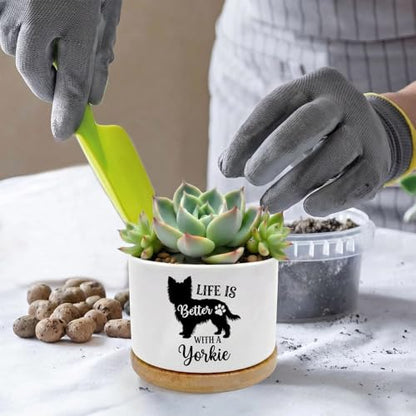 Yorkie Ceramic Pots for Dog Lover,Flower Pots for Indoor Plants