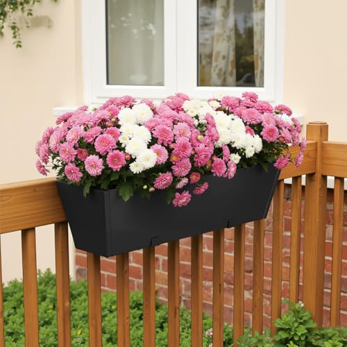 Railing Planter Box 36 Inch, Heavy Duty Metal Window Boxes - size: 1 Pack