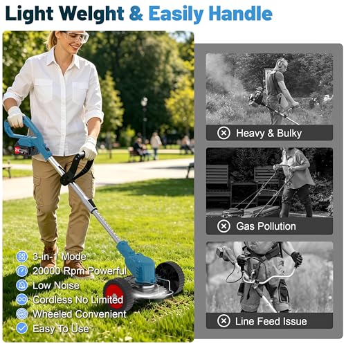 Electric Weed Wacker 21V 2× Battery Powered Eater