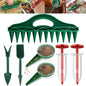 12-Hole Digger Seed Spreader,7 Piece Sowing Seeds Dispenser Set,Mini Seed Dispenser for Small Seeds, Handheld Seed Planter Tool Seed Dibber Multifunctional Spacer Gardening Tools (Green)