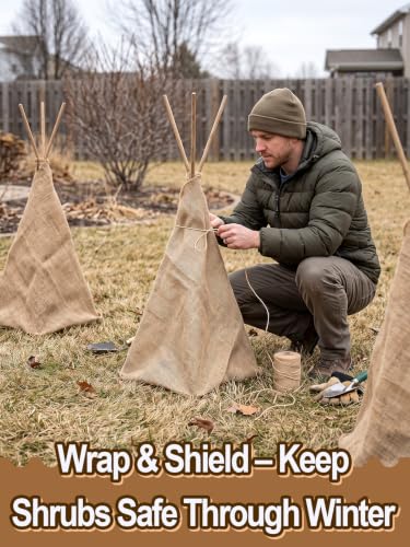 ANPHSIN 15ftx40in Natural Burlap Plant Covers Freeze Protection - size: 15ft