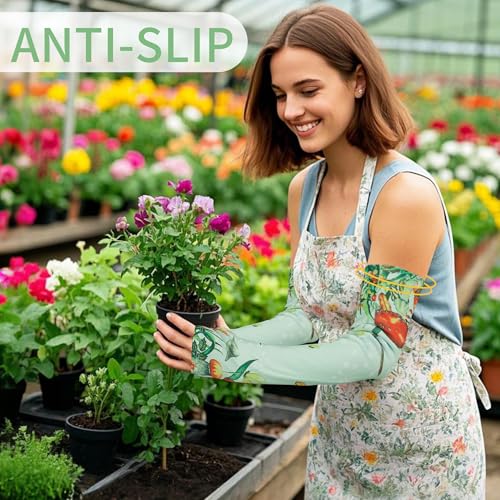 FISHEAL Sun Protection Gardening Sleeves - Women Men UV UPF 50+ Cooling Arm Sleeves with Thumbholes Farming Fishing Outdoors - color: Green Dragonfly, size: Large