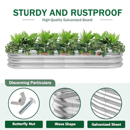 RAYKEEP 2 Pack 7x2x1ft Galvanized Raised Garden Beds, Silver - color: 2pcs, size: 7x2x1ft(2pcs)