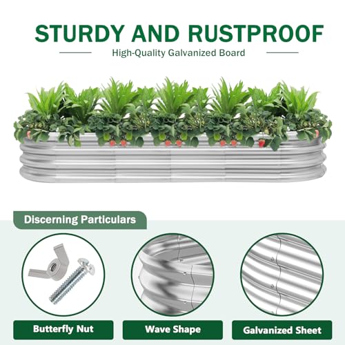 RAYKEEP 2 Pack 7x2x1ft Galvanized Raised Garden Beds, Silver - color: 2pcs, size: 7x2x1ft(2pcs)