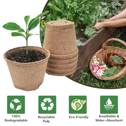 Seed Starter Kit - 10 Peat Pots, Coco Coir Discs & Markers