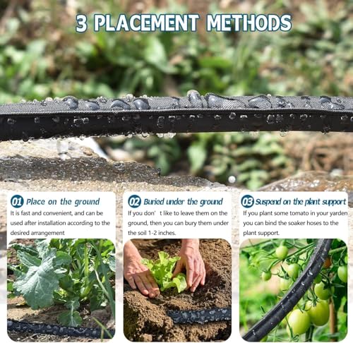 Flat Soaker Hose 25FT 2-Pack for Garden Beds - size: 25FT 2Pack