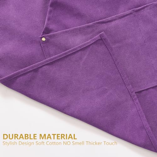 Aoomzoon Canvas Aprons for Men Women, Heavy Duty BBQ Apron with Pockets - color: Purple