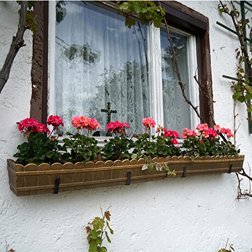 Maotong Adjustable Window Planter Box Brackets 6 Pack, Heavy Duty Wall Mount Flower Box Holder for Planter Box Depth (Front to Back) 6 to 12 Inches, Black - size: Set of 6