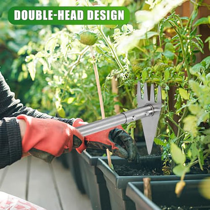 BARAYSTUS 2‑in‑1 Garden Hoe & Weed Rake with Long Handle for Weeding