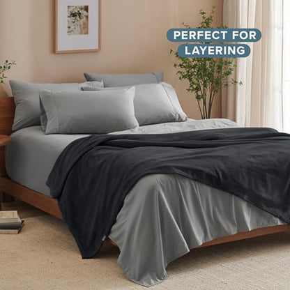 Bare Home Fleece Blanket Luxury Microplush (Full/Queen, Black) - color: 05 - Black, size: Full/Queen