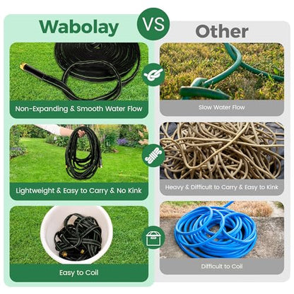 Garden Hose 75 ft Water Hose Flexible Heavy Duty Lightweight No Kink Long Outdoor Non-Expandable High Pressure Flat Hoses Pipe 75’ Strong 3/4’’ Brass Fitting for Outside Yard Lawn Car Wash - size: 75FT
