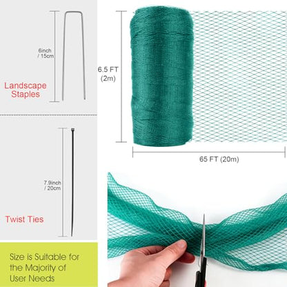 RIFNY Bird Netting for Garden Protection, Anti Bird Mesh Garden Netting - size: 7.5 x 65 FT - 5/8 inch Mesh