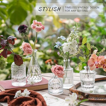 SUPMIND 5pcs Glass Bud Vase Set, Clear Small Flower Vases for Centerpieces - color: Clear, size: 5Pcs