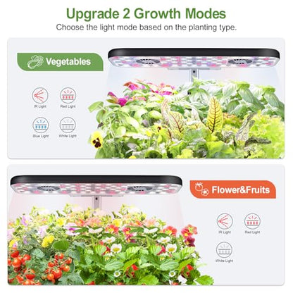 17-Pods Hydroponic Growing System with Dual Fans 24W Full-Spectrum Grow Light & Smart Control Panel for Indoor Gardening for Vegetables Herbs