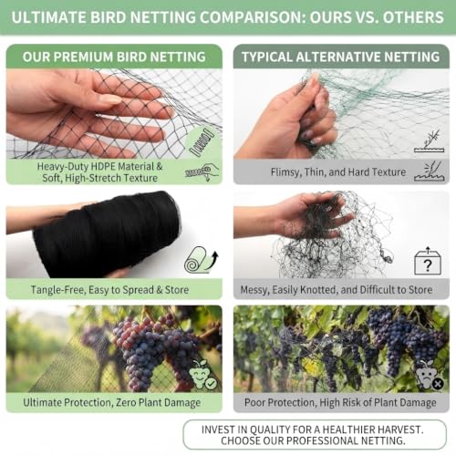 Bird Netting 20x30 FT Heavy Duty 1/2 Inch Mesh Garden Netting - size: 20x30 FT
