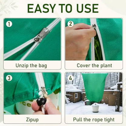 2 Pack Green Plant Freeze Covers, 72"x95" Frost Cloth with Drawstring - size: 72''x95''