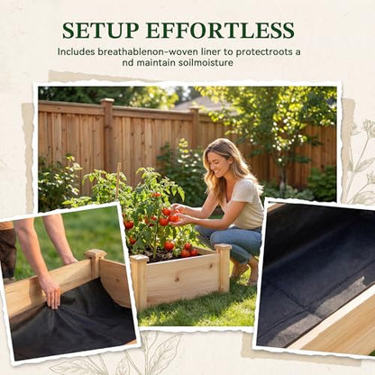 Raised Garden Bed Wooden Planter Box for Vegetables/Flowers, Wood - color: Natural Wood