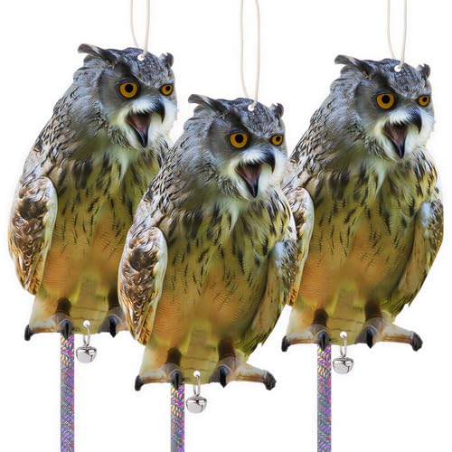 3Pcs Flat Plastic Owl to Scare Woodpecker from House - color: Grey Brown 3pcs