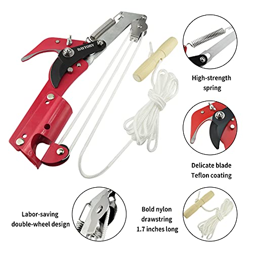 BAYTORY Extendable Tree Pruner Saw Head Without Pole, High-Altitude Branches Trimmer Pruning Shears, Harvester Clipper for Plant Twig Vine, Garden Trimming Tool - style: Iron Connector | 2-Wheel