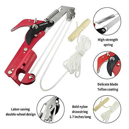 BAYTORY Extendable Tree Pruner Saw Head Without Pole, High-Altitude Branches Trimmer Pruning Shears, Harvester Clipper for Plant Twig Vine, Garden Trimming Tool - style: Iron Connector | 2-Wheel