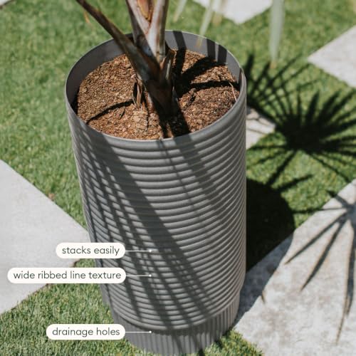 Veradek Mod Series Extra Tall Planter - Tall Outdoor Planter with Shelf - color: Gray, size: 29 inch - 2 Pack