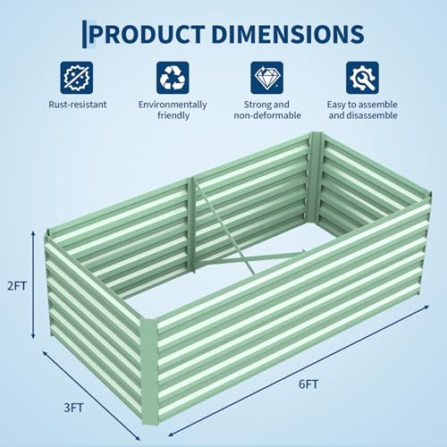 Garvee 2PCS 6x3x2ft Galvanized Raised Garden Bed, Outdoor Planter Box - color: Green-rect., size: 6x3x2ft 2pcs