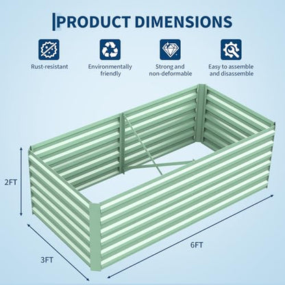 Garvee 2PCS 6x3x2ft Galvanized Raised Garden Bed, Outdoor Planter Box - color: Green-rect., size: 6x3x2ft 2pcs