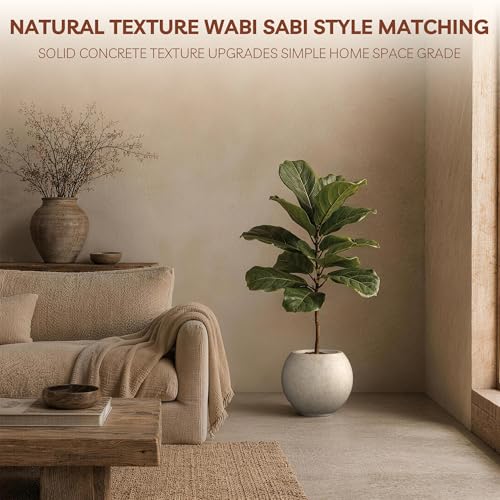 Kante Small Round Sphere Weathered Concrete Planter 11" Dia, Outdoor - color: Weathered Concrete, size: 11"w x 9.4"h