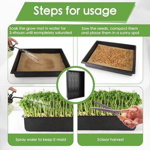 6 Pack Microgreens Growing Kit, Microgreens Trays for Indoor Gardening - size: 15in-6P with 12 Mats