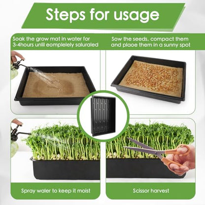 6 Pack Microgreens Growing Kit, Microgreens Trays for Indoor Gardening - size: 15in-6P with 12 Mats