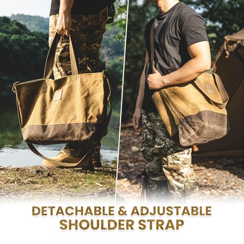 OneTigris Waxed Canvas Tool Tote Bag, 36L Heavy Duty Storage Bag