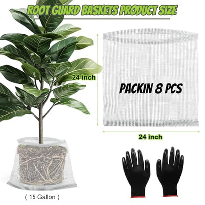 8 Pcs Gopher Baskets 15 Gallon Root Guard Proof Stainless Wire Steel Trap - size: 24"X24"-8 Pack