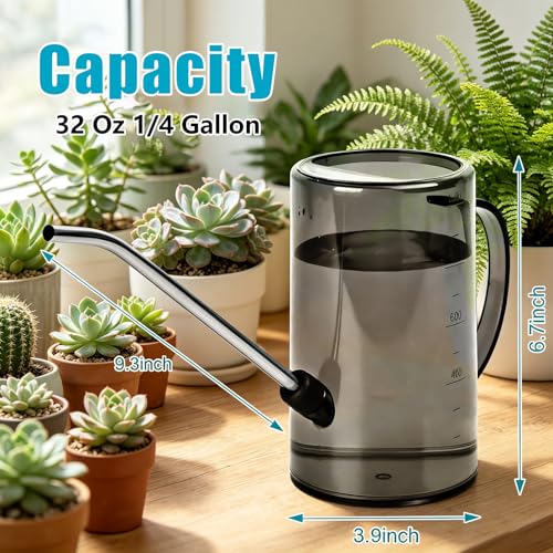 Plastic Watering Can - with Long Spout - 1/4 Gallon - 34 Oz - Grey - color: Gray