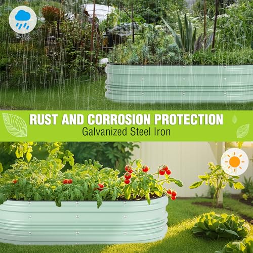 WORKPRO 4x2x1ft Galvanized Raised Garden Bed Set - color: Light Green, size: 4x2x1ft