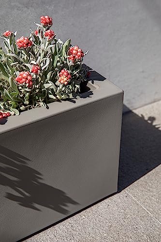 Veradek Block Series Trough Planter - Rectangular Outdoor Window Box - color: Gray