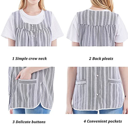 Nanxson Cobbler Aprons for Women with Pockets Smock Apron with Buttons - color: Black, size: X-Large