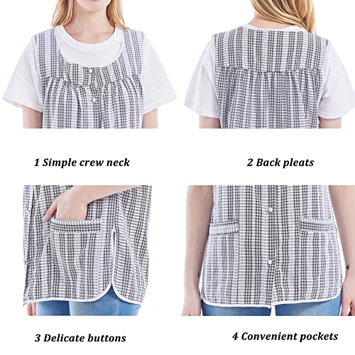 Nanxson Cobbler Aprons for Women with Pockets Smock Apron with Buttons - color: Black, size: Medium