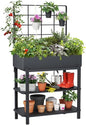 Metal Raised Garden Bed with Trellis & Legs