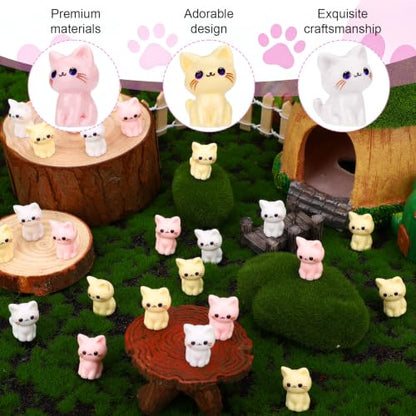 75Pcs Mini Resin Cat Figurines, Little Tiny Miniature Figures Cat for Craft
