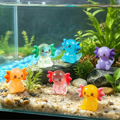 shixinhui 30Pcs Mini Resin Axolotl Figures, Tiny Animal Figurines to Hide