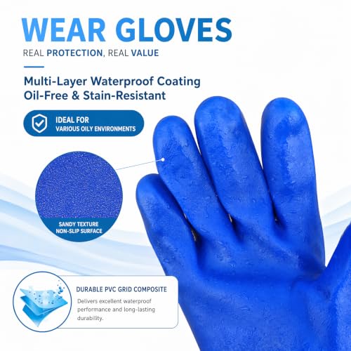 Okllen 2 Pair 27" Extra Long Rubber Gloves, Elbow Length Waterproof Gloves