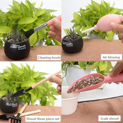 16 Pcs Mini Garden Hand Transplanting Succulent Tools Set, Miniature Planting Tool Kit, Small Gardening Tool for Indoor Succulent Bonsai, Potting, Cactus