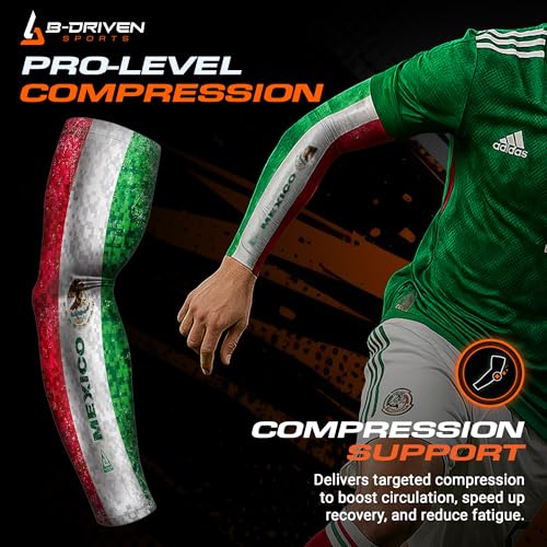 B-Driven Sports Sleeve Pro-Fit - Patriotic Arm Sleeve - USA, Cuba, Mexico, Israel, Canada, Venezuela, Dominican Rep. - Single - color: Usa Flag, size: XXXX-Small (Youth Small)